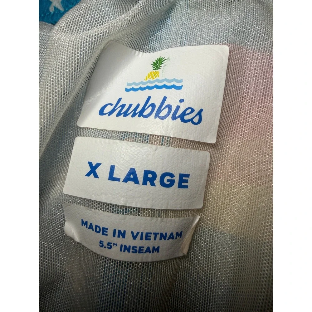 Chubbies Mens XL Swim Trunks Rainbow Stripes Stars Pride 5.5 Inch Inseam Blue